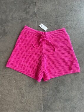 GAP Bright Pink Crochet Knit Drawstring Women’s Shorts NWT